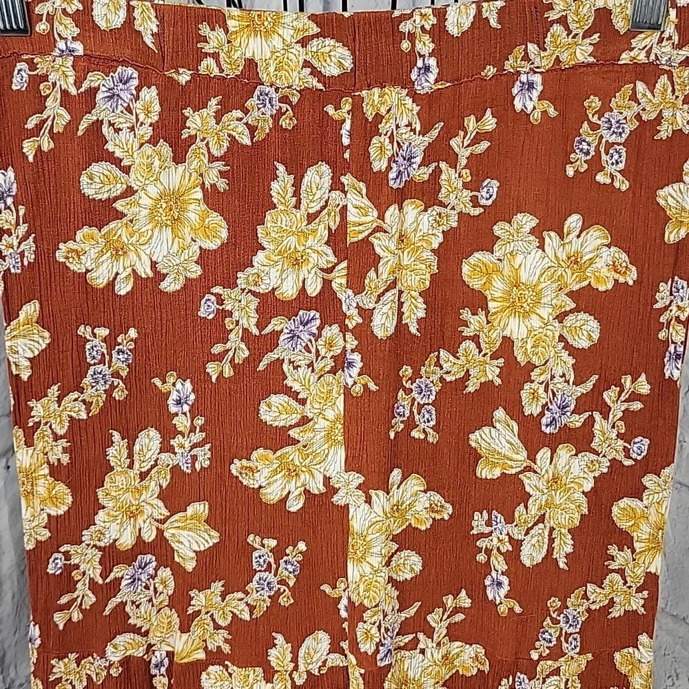 Umgee Floral Maxi Skirt in‎ Rust and Yellow